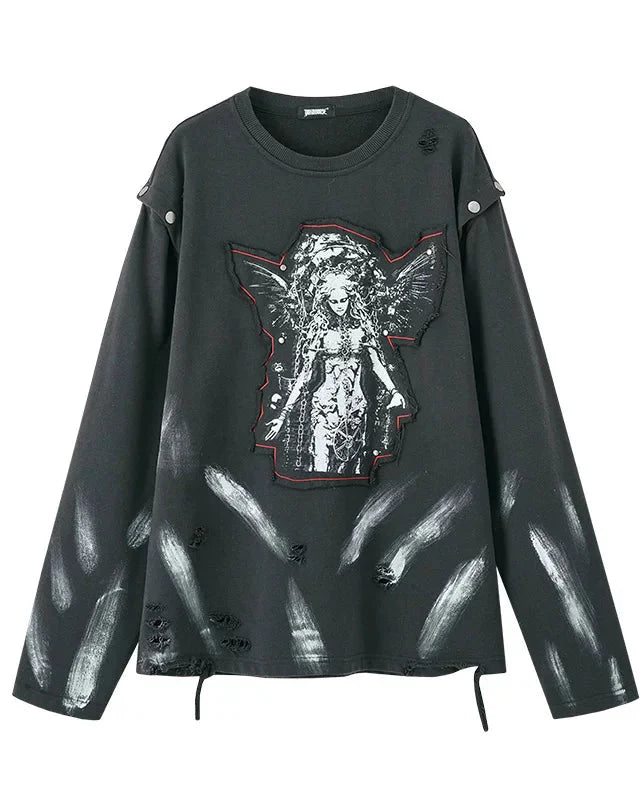 Cut Arm Design Loose Mode Tops