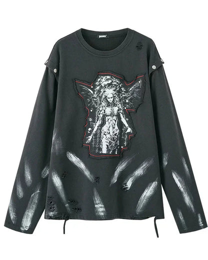Cut Arm Design Loose Mode Tops