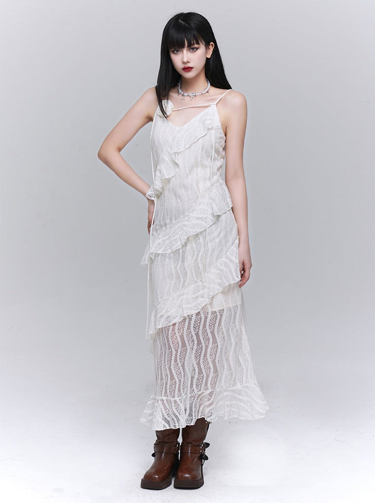 Girl Lace Suspender Dress + Flower Accessories