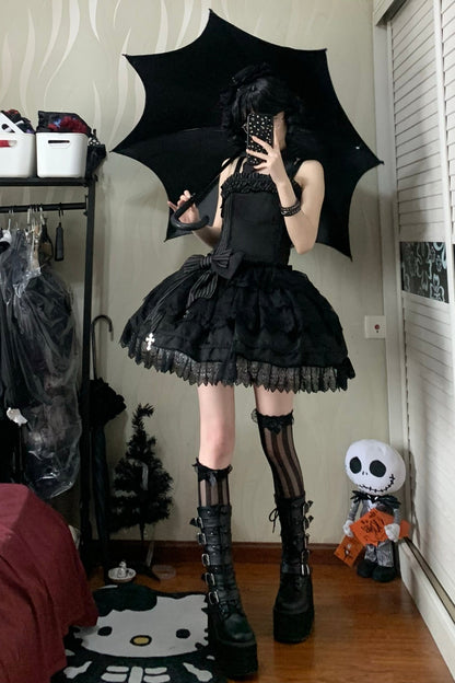 Dark Gothic Striped Slim Dress