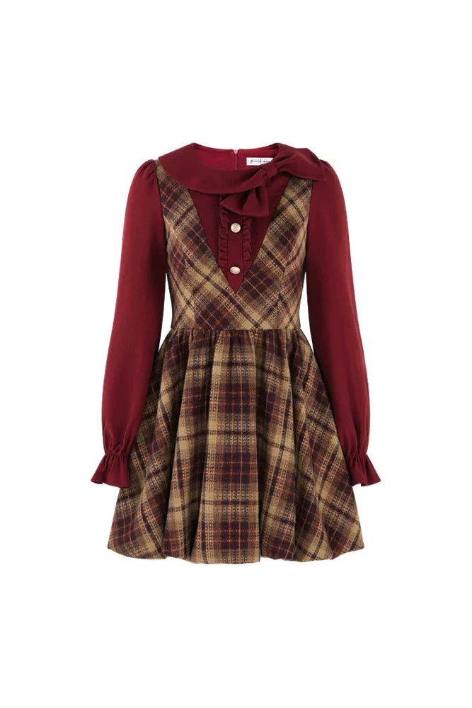 Retro Plaid Sweet Dress