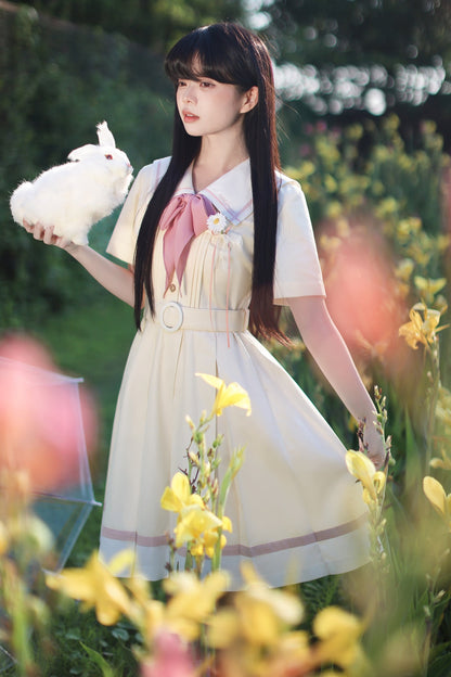 Milky Yellow Retro Jogakuin Dress