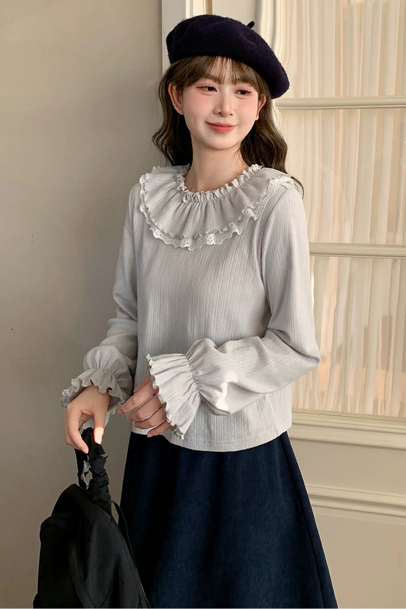 Frill Collar Retro Sweet Top