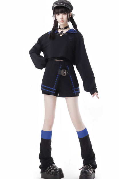 Blue Grid Cat Ear Set