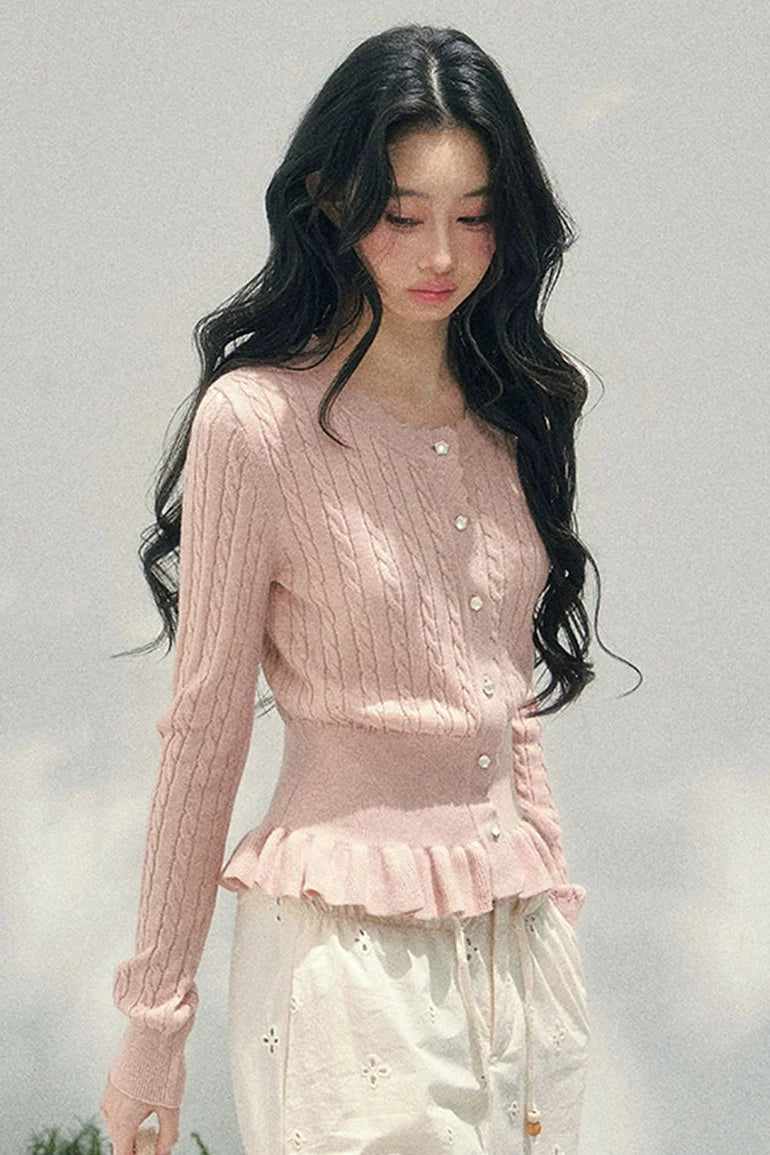 Pearl Crochet Ruffled Sweater