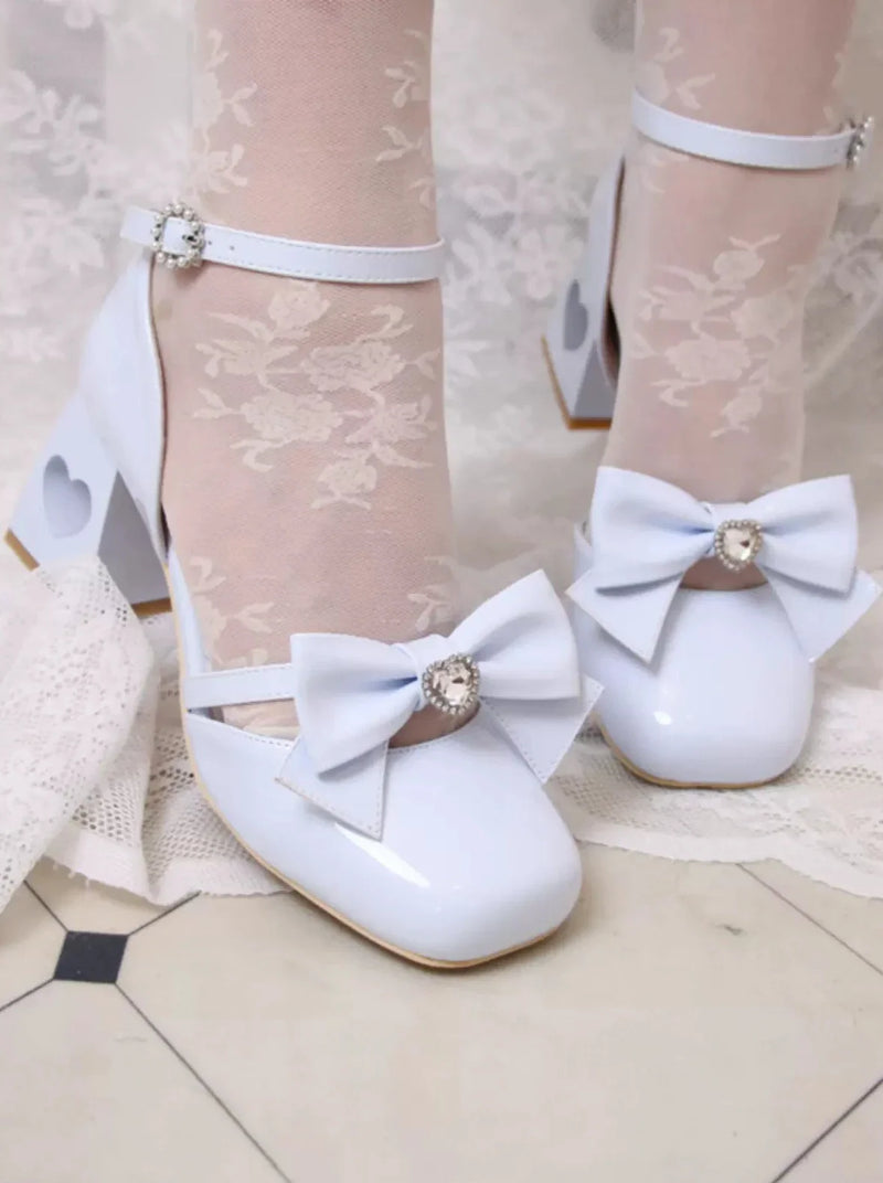 Ribbon Love Diamond Lolita High Heel Shoes