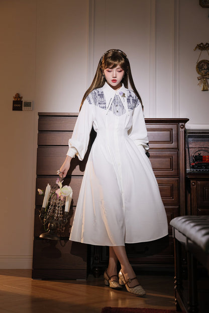 French Long Shirt Dress