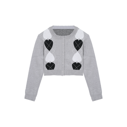 Heart Pattern Cardigan + Top + Shorts