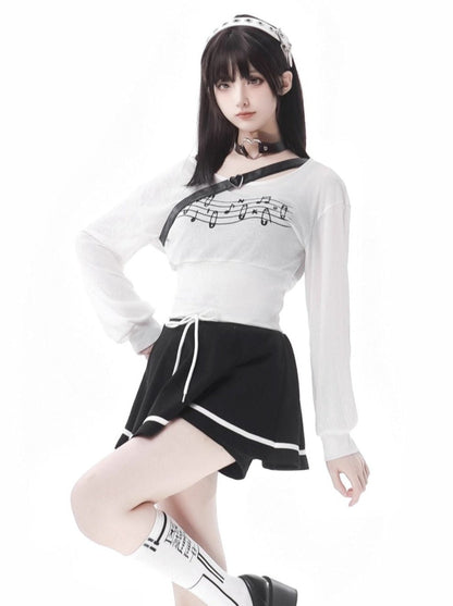 Sporty Mix Top + Hooded Hoodie + Camisole + Culottes