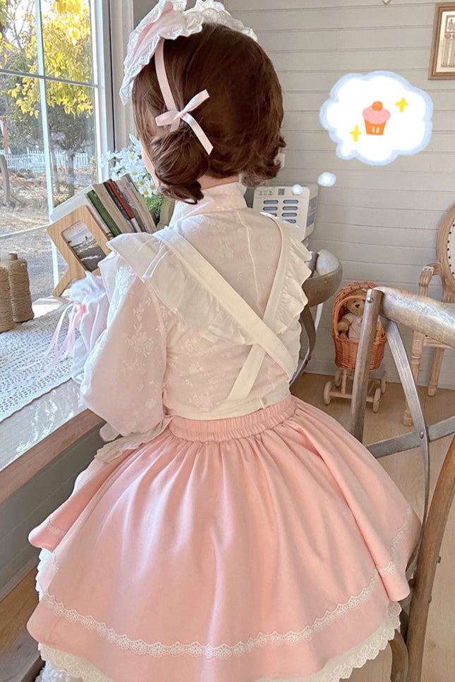Cherry Maid Girly Top + Flare Skirt + Apron