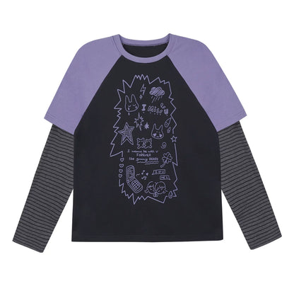 Dark Graffiti Print Top