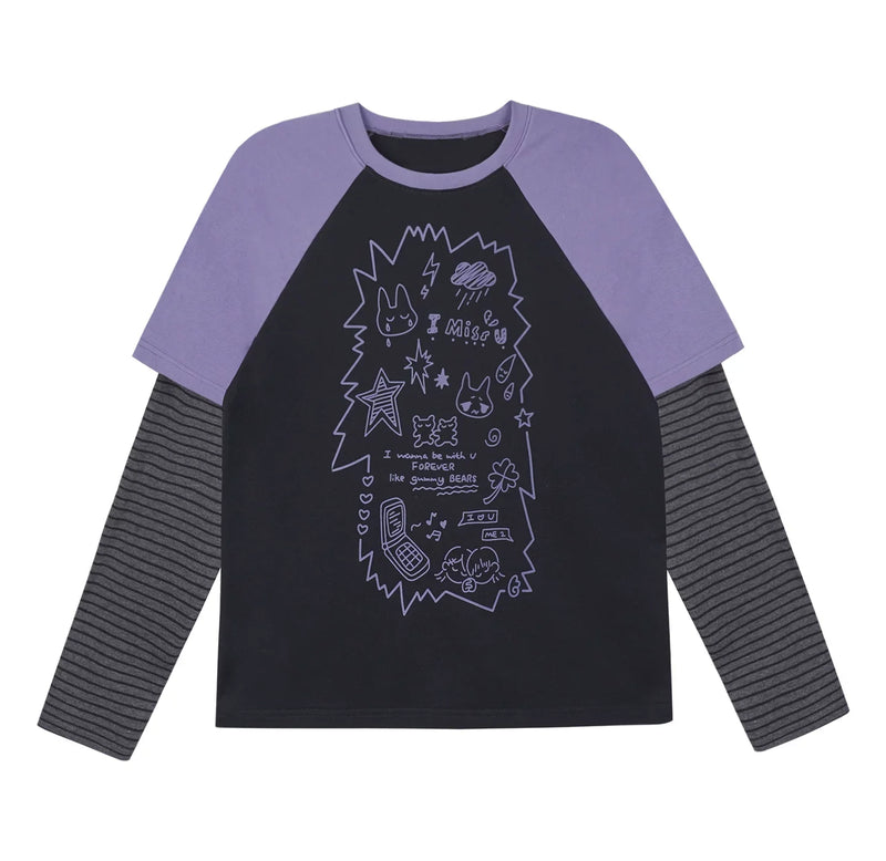 Dark Graffiti Print Top