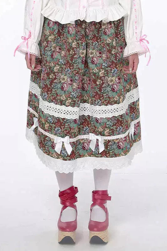 Retro Shawl + Ribbon Flare Skirt