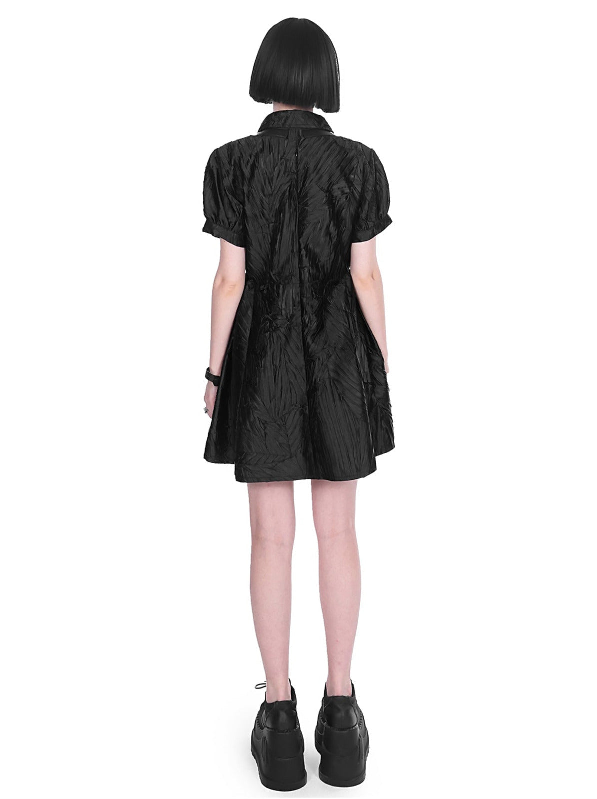Dark Punk Metallic Puff Sleeve Chinese-style Dress