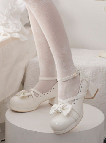 Lolita Sweet Mid-heel Round Toe Ribbon Shoes