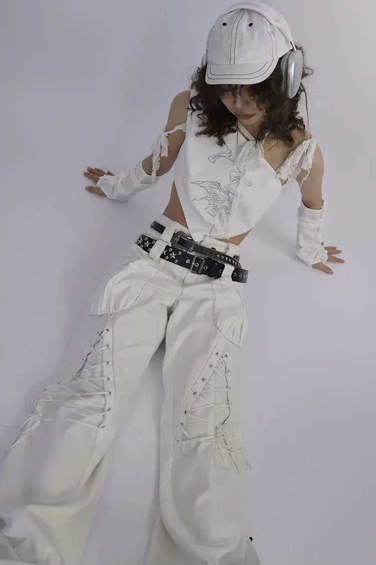 Double Waistband High Street Pants + Belt