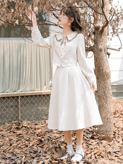 Retro Girly Short Shirt + Flare Skirt