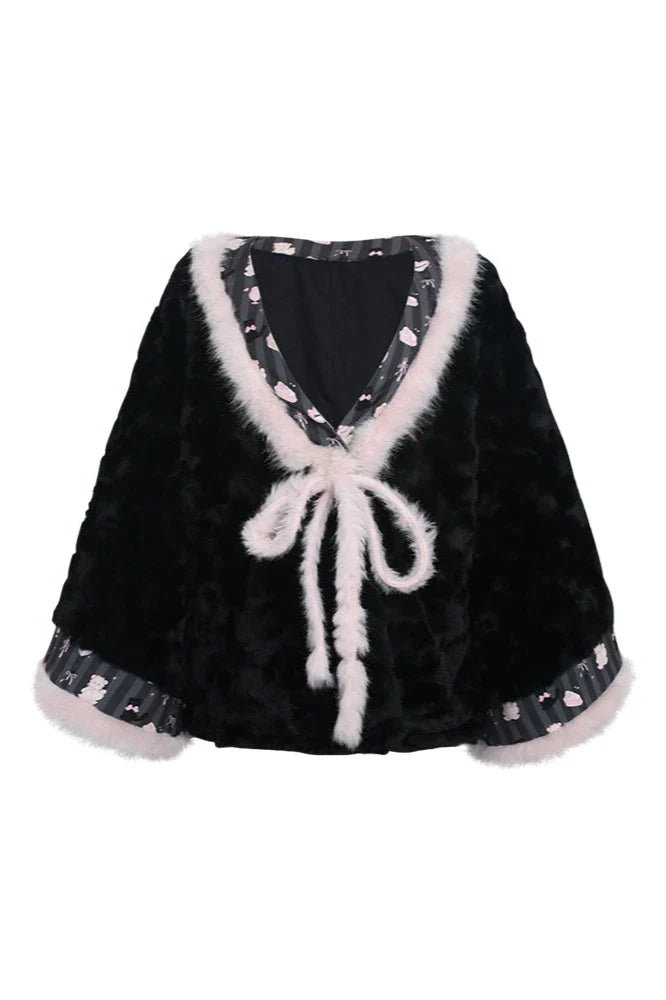 Japanese Style Top + Cape + Ribbon Girdle + Tiered Skirt