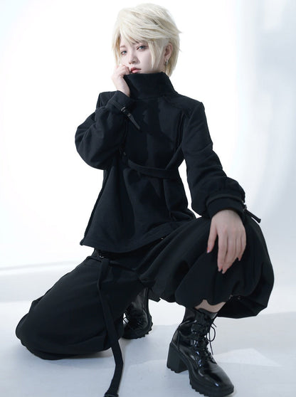Dark Cool Jacket + Capri Pants + Hooded Scarf