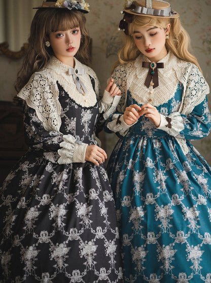 [pre-order] Antique Flower Wall Lolita Retro Cake Pendant Dress