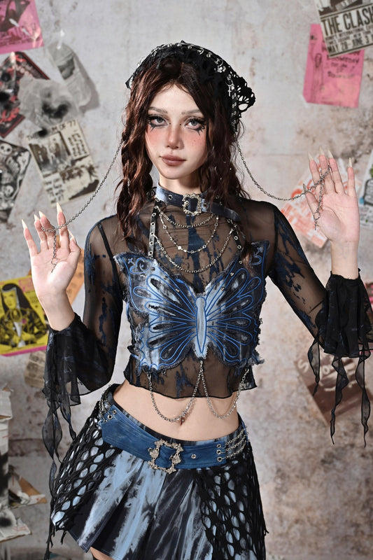 [pre-order] Virtual Sheer Top + Chain Butterfly Tube Top