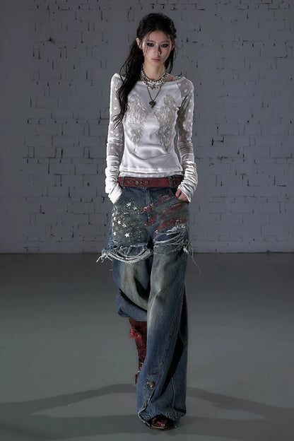 Baroque Flocked Sheer Top