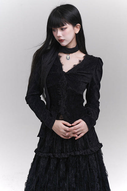 Velvet V Neck Top + Mode Ghost Skirt