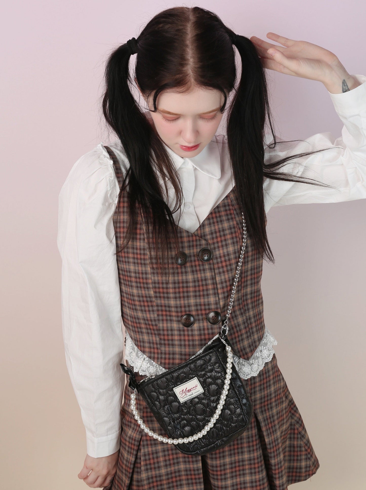 Sweet Fairy Embroidery Pearl Strap Mini Shoulder Bag