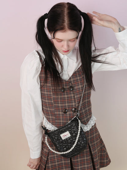 Sweet Fairy Embroidery Pearl Strap Mini Shoulder Bag