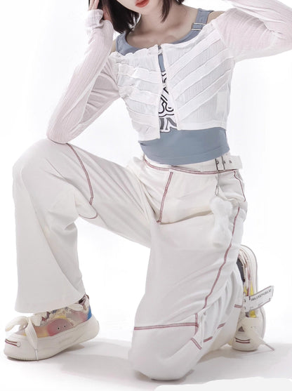 Summer Invasion Sunscreen Skeleton Jacket Blue White Fresh Color Suit