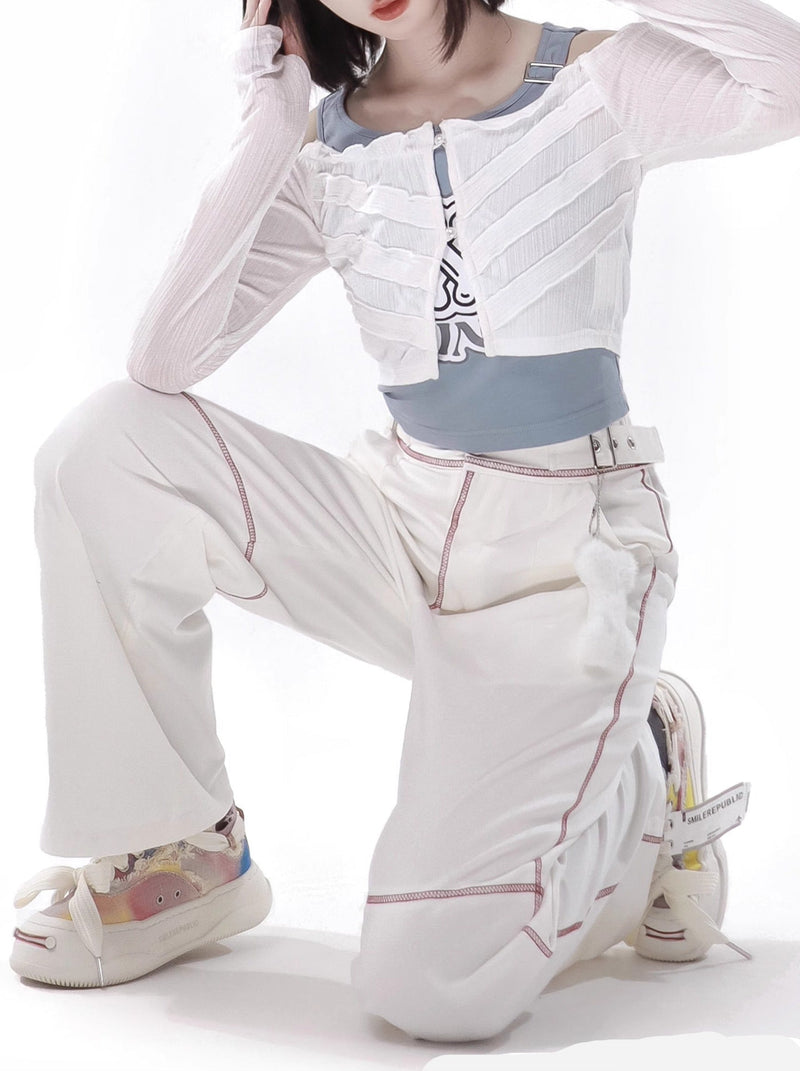 Summer Invasion Sunscreen Skeleton Jacket Blue White Fresh Color Suit