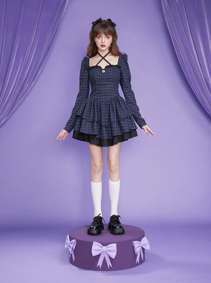 Gingham Plaid Ruffle Dress