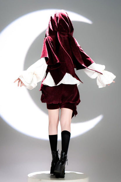 Hunting Rabbit Retro Red Bunny Ear Jacket + Vest + Shorts