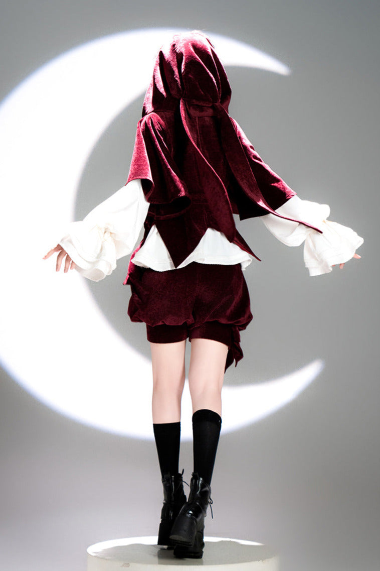 Hunting Rabbit Retro Red Bunny Ear Jacket + Vest + Shorts