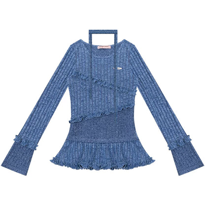 Irregular Ruffle Knit Top