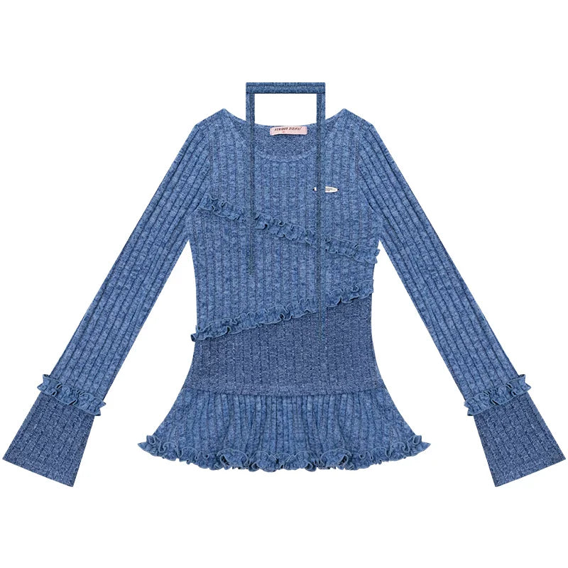 Irregular Ruffle Knit Top