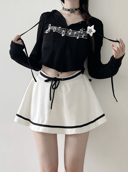 Sporty Mix Top + Hooded Hoodie + Camisole + Culottes
