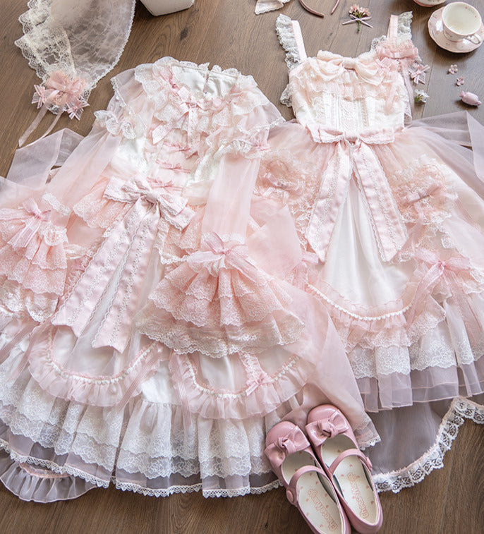 [pre-order] Candy Flavor Flower Lace Tulle Dress + Ribbon Veil