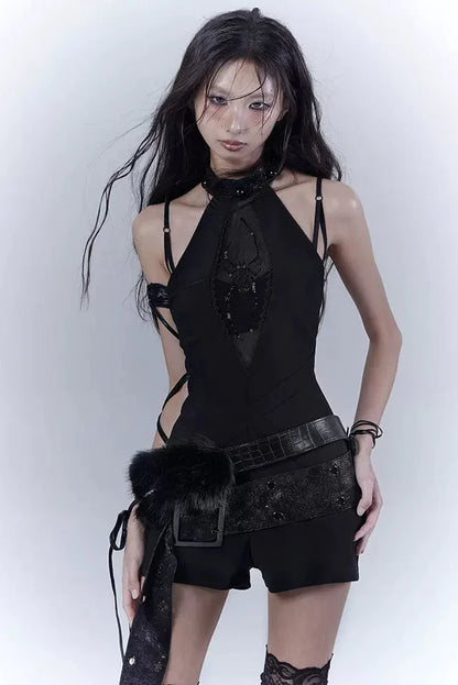 Dark Mode Sleeveless Top + Inner + Belt