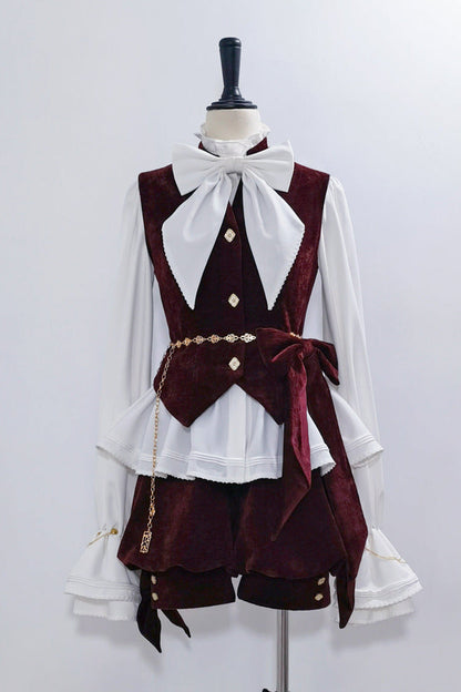 Hunting Rabbit Retro Red Bunny Ear Jacket + Vest + Shorts