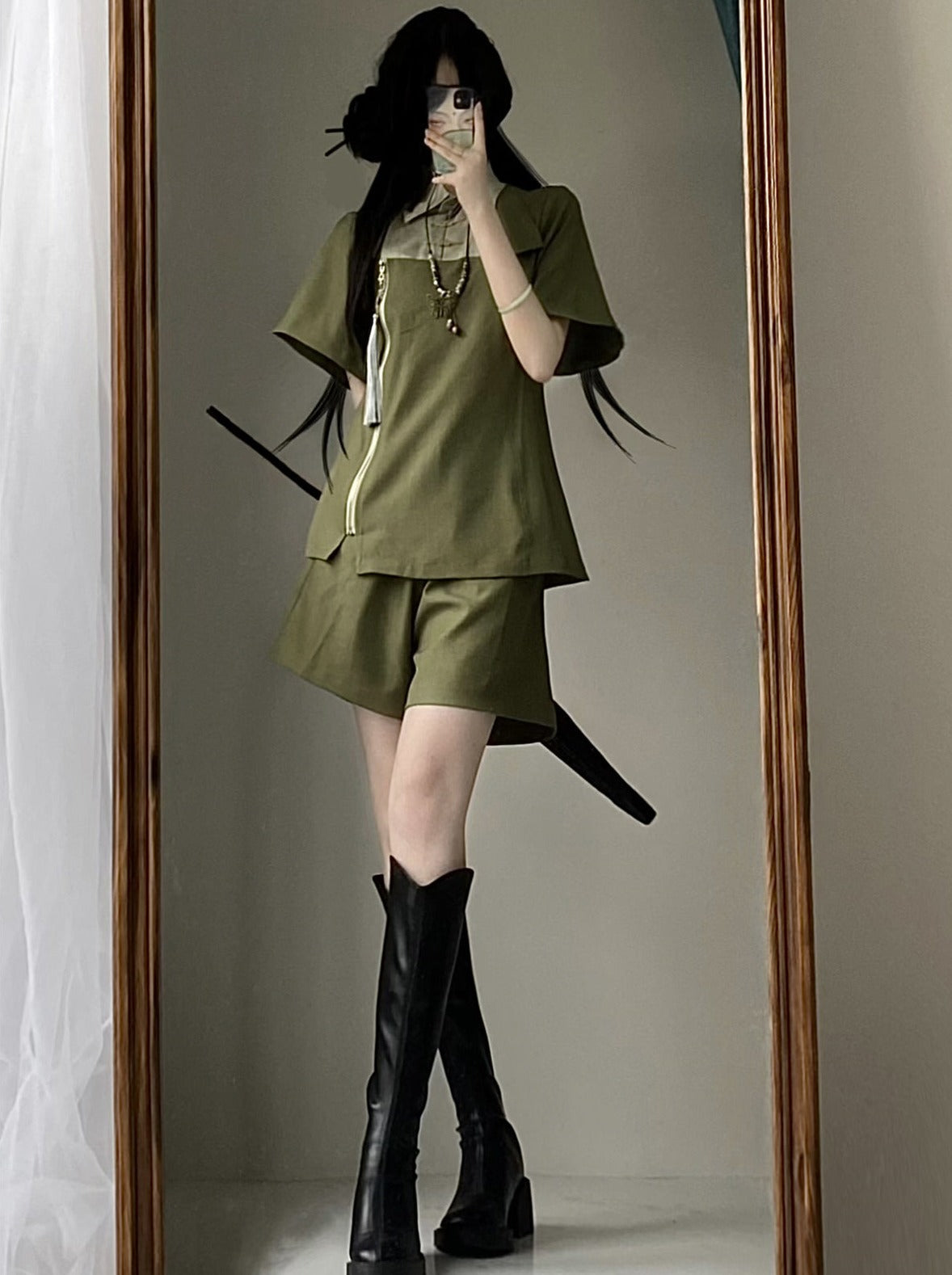 Chinese-style Mode Summer Top + Shorts
