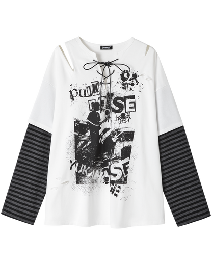 Retro Dark Border Loose Top