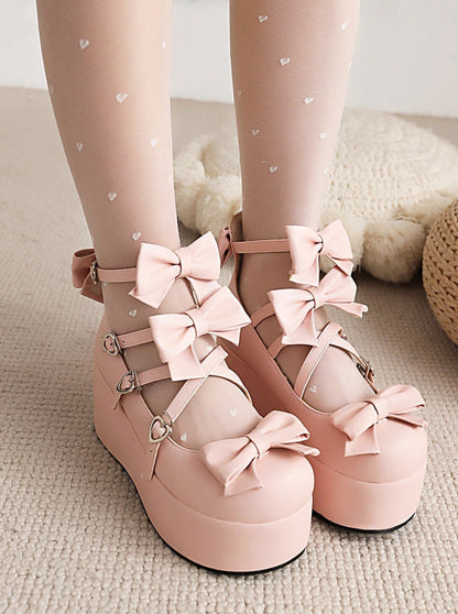 Cross Bow Strap Platform Shoes