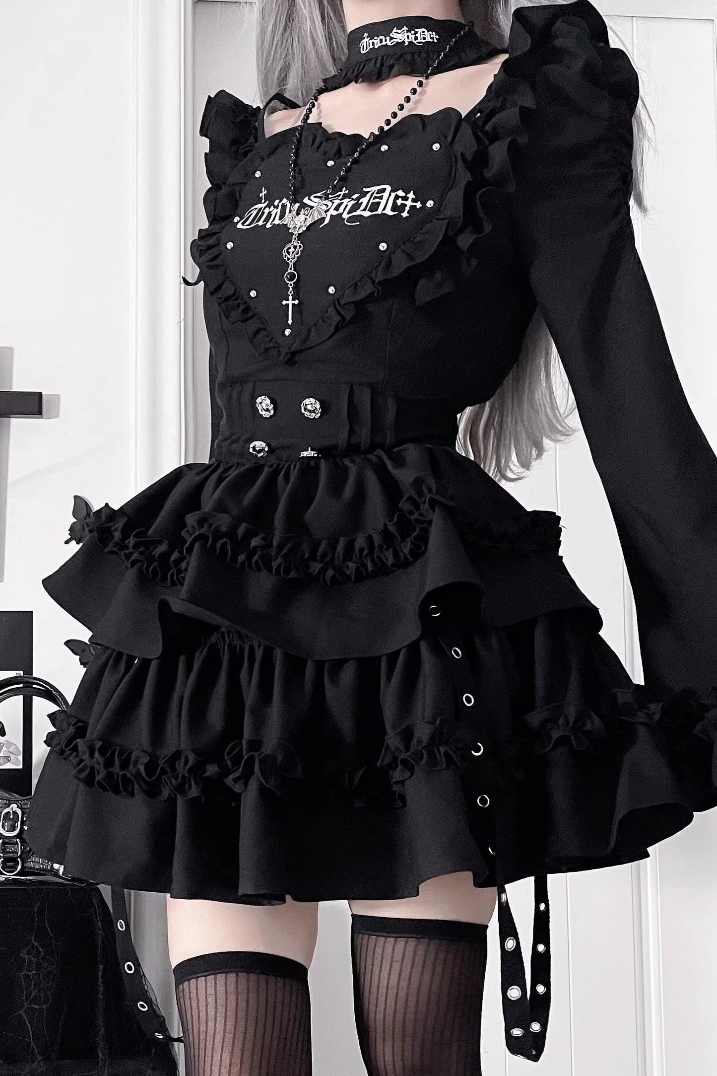 Subculture Gothic Dark Slim Long Sleeve Dress