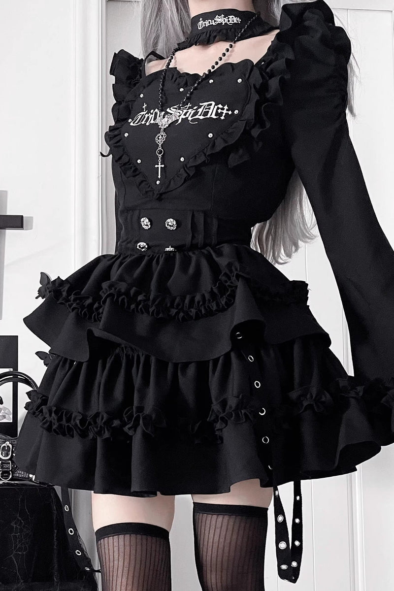 Subculture Gothic Dark Slim Long Sleeve Dress