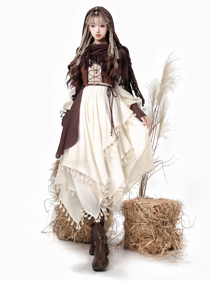 Exotic Style Dress + Vest + Cape
