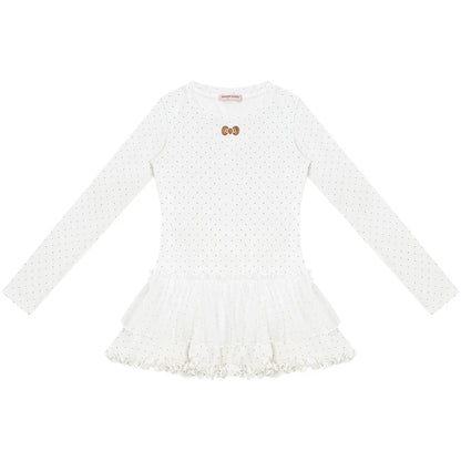 Lace Pleated Dot Top