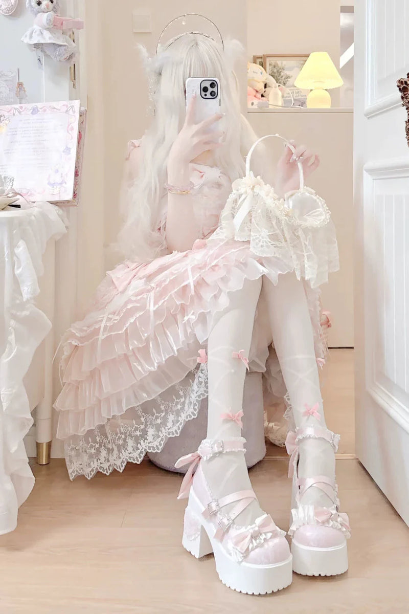 Dream Ribbon Lace Mary Jane Shoes