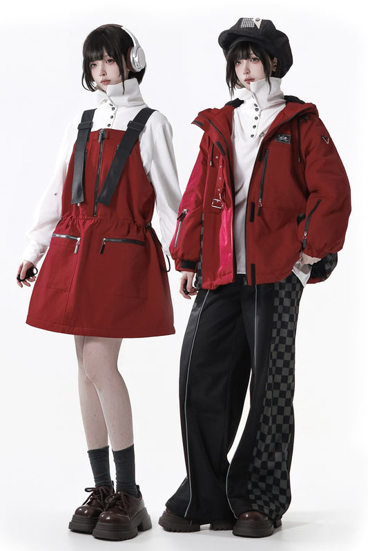 Fleece Jacket + Suspender Skirt + Pants + Shirt