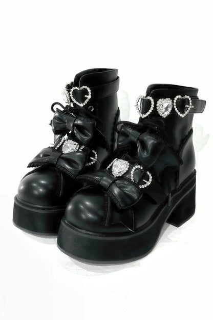 Love Stone Heart Ankle Boots